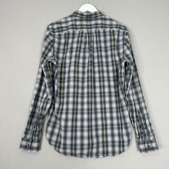 Vince Mens Shirt Medium Gray Shadow Classic Fit Plaid Flannel Country Preppy - Picture 6 of 12